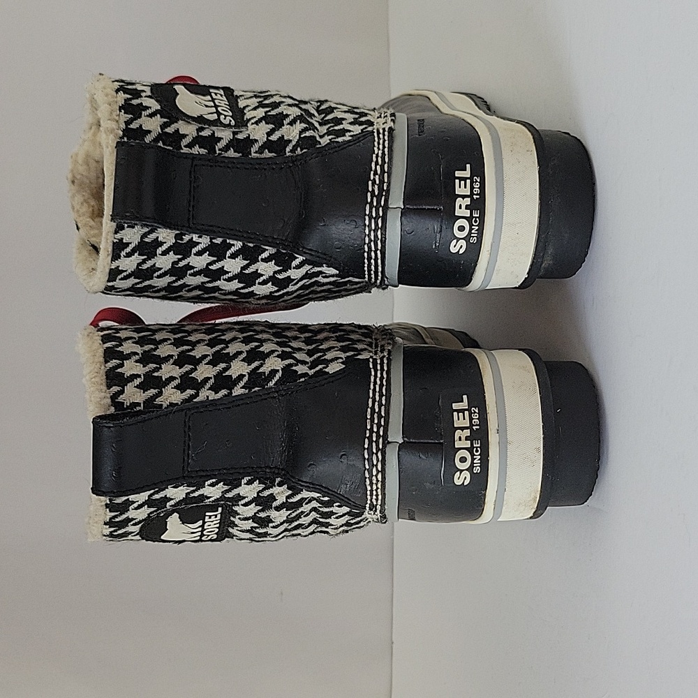 Sorel Tivoli Houndstooth Waterproof Duck Boots Black & Cream Size 7 - Picture 5 of 12